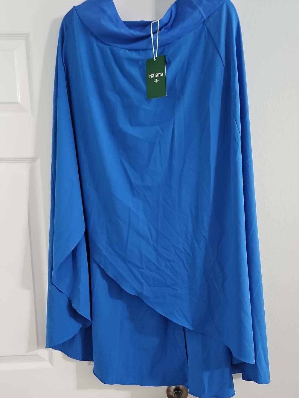 HALARA Royal Blue Asymmetrical Long Draped Skirt w/ Built In Shorts